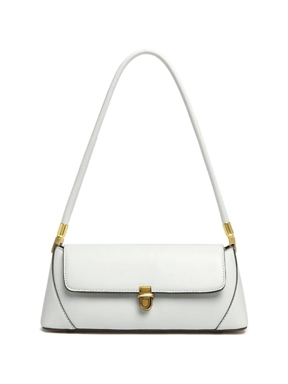 Vintage Small White Shoulder Bag for Women Zipper Closure and Classic Design